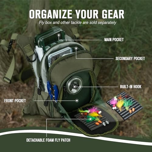 Fly Fishing Chest Pack Tackle Bag with Adjustable Neck&Waist Strap