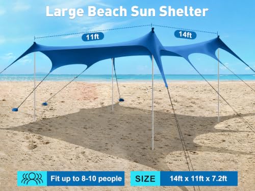 Beach Tent Sun Shelter 14 x 11FT (dark blue)
