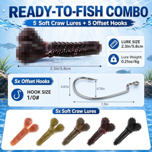 5 Pcs Fishing Lure (Colorful Bass)