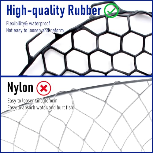 Fishing Landing Net Replacement Rubber Fishing Net Without Handle Foldable Mesh Netting for Freshwater Saltwater Black Diameter 11.8" Black (Black / A-38.58'' Girth(11.81'' Dia, 8.7*3.9" Depth))