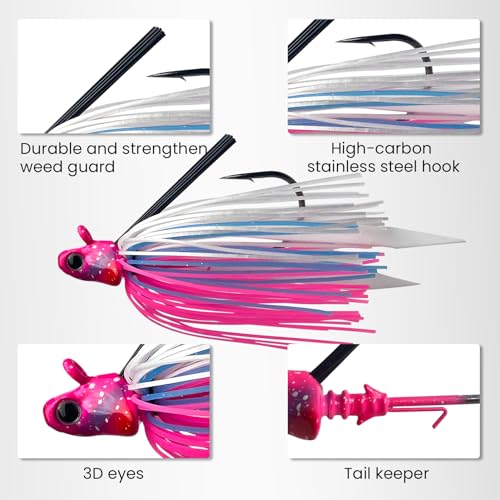 3 pcs Swim Jig with Weed Guard & Silicone Skirt for Bass Trout Pike (3 pcs Swim Jigs)