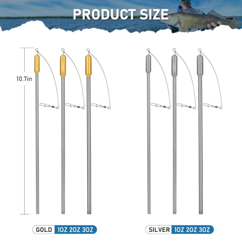5 Pack Bottom Bouncer for Walleye Rigs (Golden / Bold-2oz-5PCS)