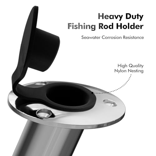 Fishing Rod Holders for Boat (Black Insert with Cap / 30 Degree)