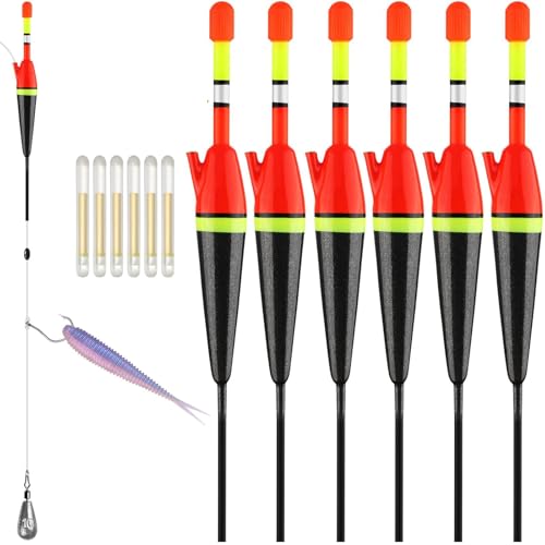 Light Up Slip Bobbers with Glow Sticks & Bobbers Floats 6PCS