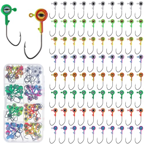 80 Pcs Crappie Jig Heads for Fishing (1/16 oz / Eye No Bait Keeper)