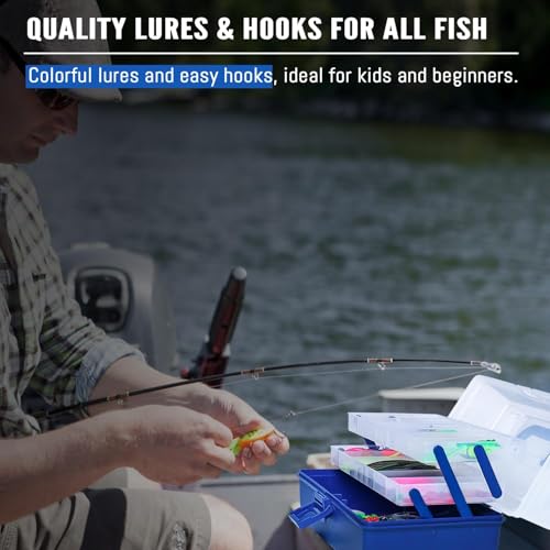 Large 3 Layer Fishing Tackle Box Lures with Tackle Included 448 Pcs (448PCS-Blue)