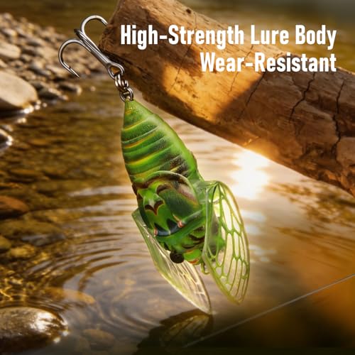 King Cicada Topwater Lure High Simulation Floating Fishing Lure with 3D Coating Realistic Foldable Wings Ultra