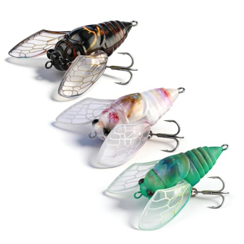 King Cicada Topwater Lure High Simulation Floating Fishing Lure with 3D Coating Realistic Foldable Wings Ultra