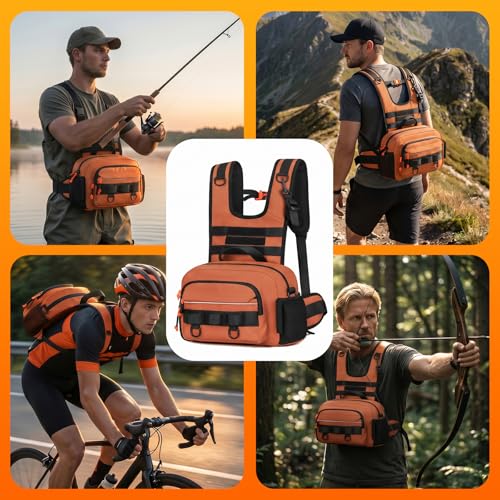 Fishing Chest Pack with Rod Holder (Orange)
