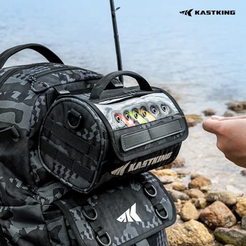 BaitSpace Line Bag Water Resistant Tackle Bag (D: Black Camo-Large)