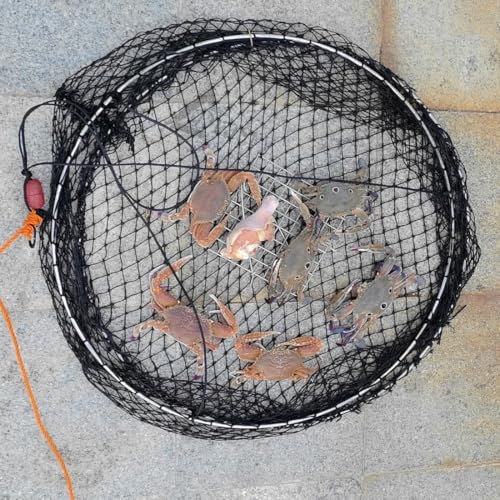 Crab Ring Trap Two Ring Crab Kit with Harness and Bait Clip Fishing Crabbing Net for Board Kayak Dock and Pier Net