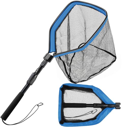 Floating Fishing Net Foldable Landing Net with Handle (39.3" Total Length (Telescopic Handle))