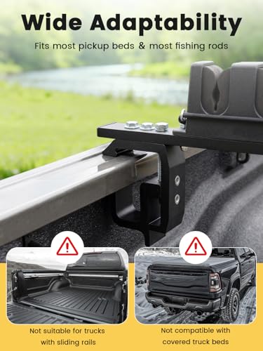 Upgraded Truck Bed Fishing Rod Rack (6 Rods for Truck Bed)