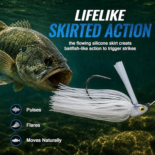 4 Pack Weedless Swim Jigs for Bass Fishing (Raw Steel / 1/4oz)