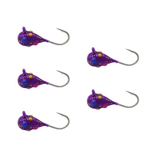 Tungsten Ice Fishing Jig Set (Wonder Bead Purple Glow / 4MM, 1/25 OZ)
