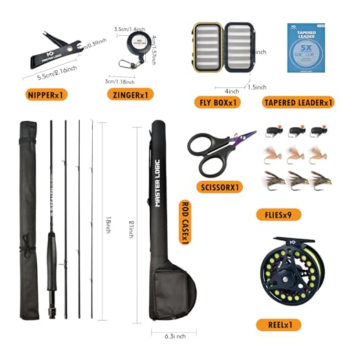 Stealth Fly Fishing Rod Combo Starter Kit 7FT 3 (7ft 3/4wt 4 pc)
