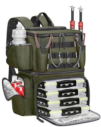 Fishing Backpack with 4 Tackle Boxes