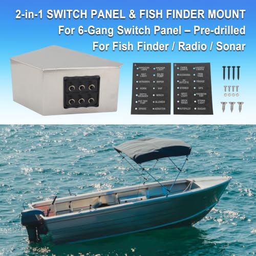Aluminum Side Console Switch Panel Mount for Boats Bracket for Fish Finders Boat Accessories (Bracket+Switch Panel)