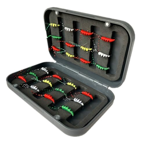 24Pcs Fly Fishing Flies Trout Lures Fishing Tackle Fly Fishing Flies with Boxed Trout Bass Artificial Fish Bait (24Pcs-Pupal Worms)