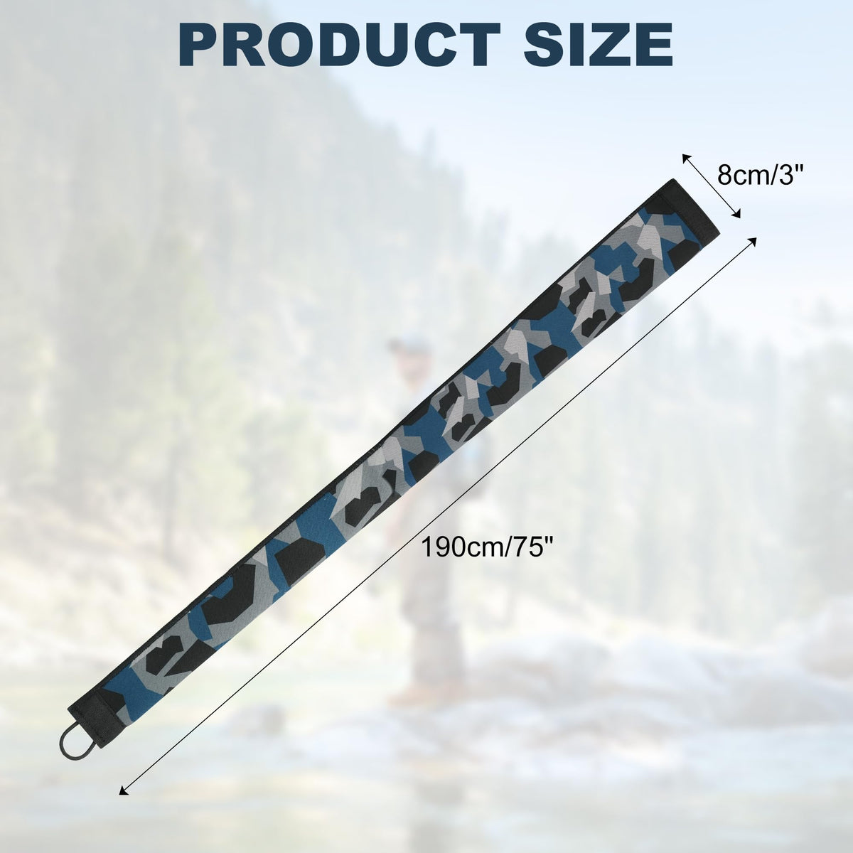 Neoprene Fishing Rod Sleeve Rod Socks for Casting (75" / Dark Camo)