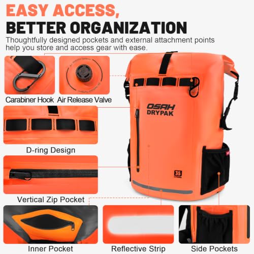 Waterproof Dry Bag Backpack 25L (Orange / 35L)