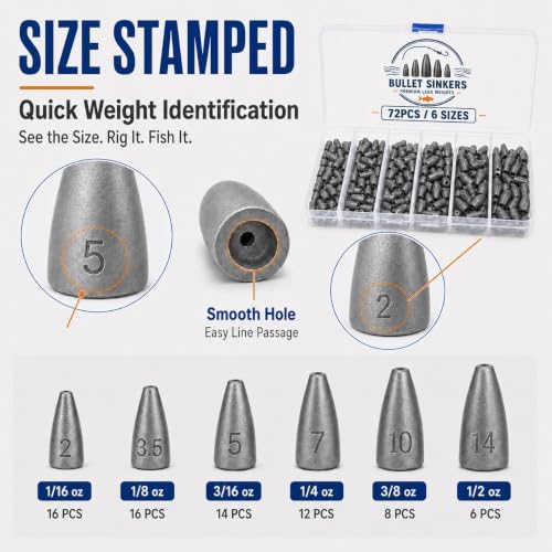 72PCS Bullet Weights (72 Pcs / 6 Size)