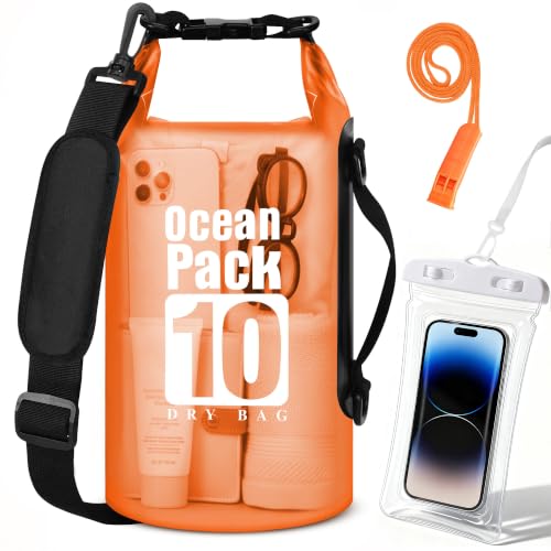 Waterproof Dry Bag Backpack for Kayaking (Orange / 10L)