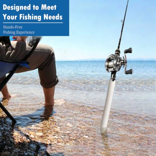 4 Pack 27in Tubular Sand Spikes for Surf Fishing PVC Surf Shore and Beach Fishing Rod Holder Sand Spike for Beaches (White / 27in Grooves)