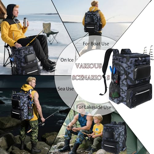 Fishing Backpack with Rod Holder