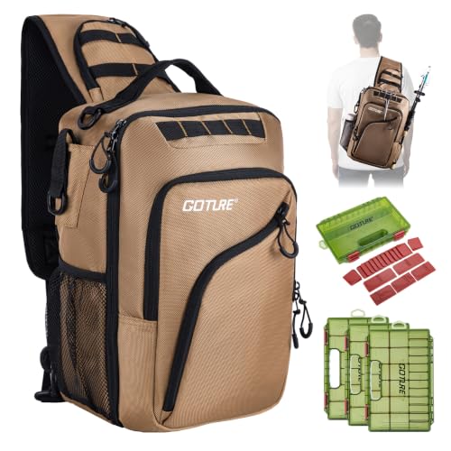 Khaki Fishing Bag w (Khaki / 1680d Double-strand Pu Backpack + (3)3600 Trays)