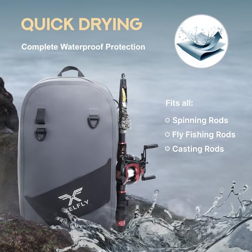 Waterproof Fishing Sling Backpack Bag with Rod Holder (Gray / Sling Bag)