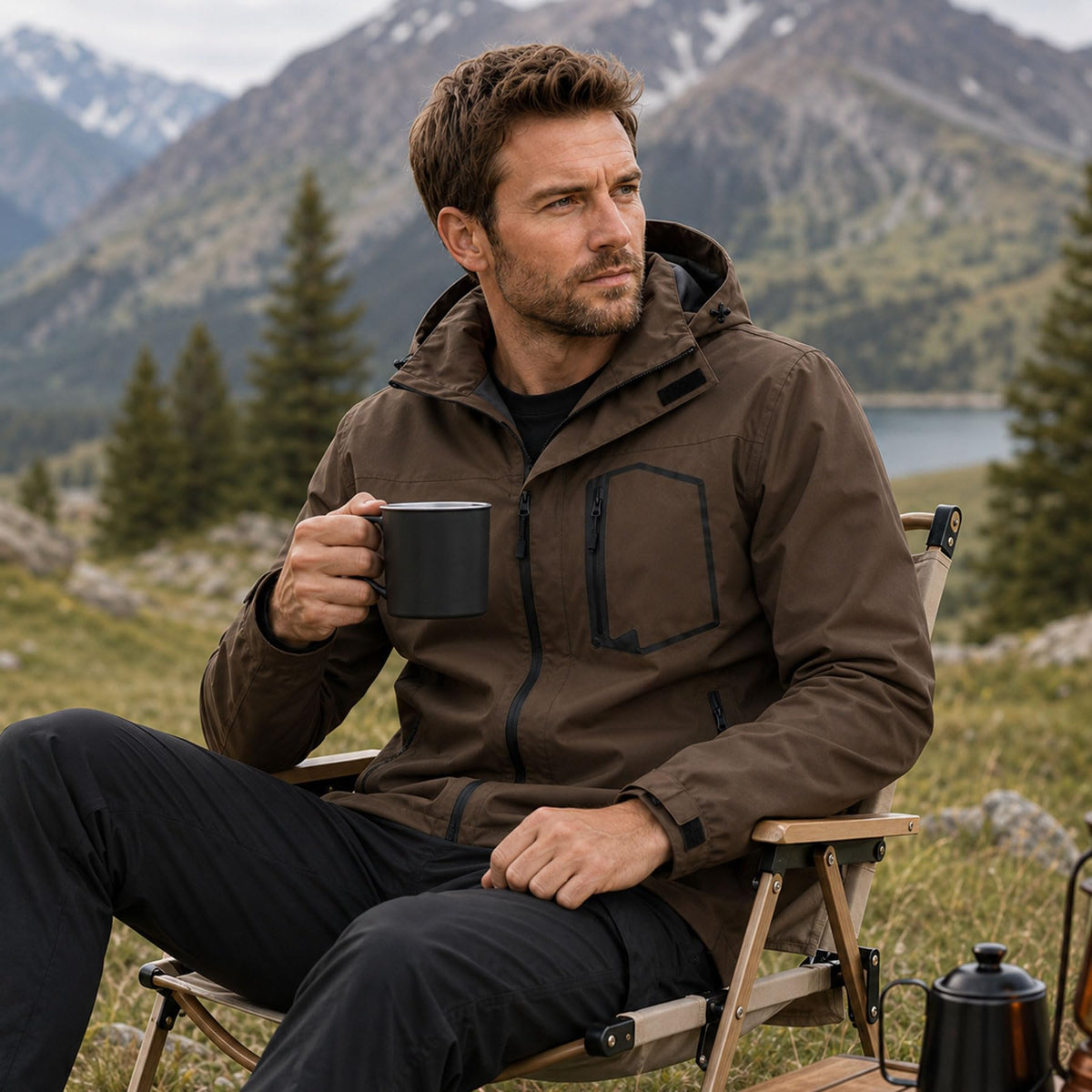 Mens Windbreaker Jackets Light Weight Rain Jacket Water Resistant (Small / Dark Brown)