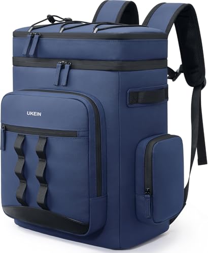 Backpack Cooler Insulated Leakproof 50Cans Lunch Ice Chest Bag Double Deck (Blue)