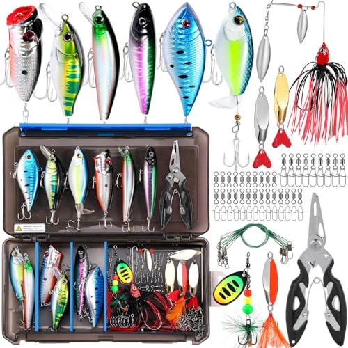 Fishing Lures Tackle Box Gifts for Men (68pcs Fishing Accessories Kit)