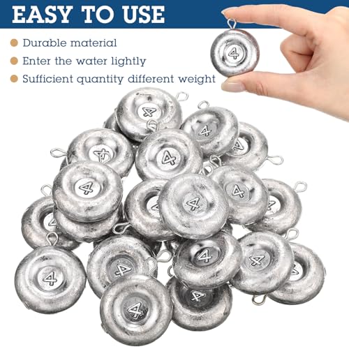 30 Pieces Fishing Disc Sinkers Weights Disc Sinker Fishing Sinkers Weights for Saltwater Catfishing Trolling Surf Tackle