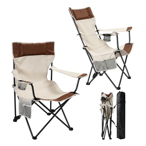 Camping Chairs 2Pack Beach Outdoor Chair for Adults Folding Lawn Chair with Cup Holder and Adjustable Backrest Carry Bag Included for Tailgating