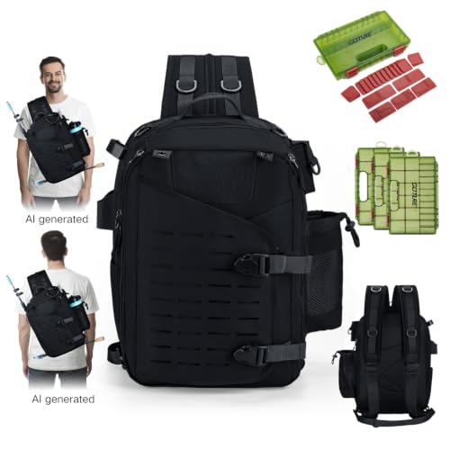 Black Tackle Bag w (Black / 900d Water-resistant Oxford Backpack + (3)3600 Trays)