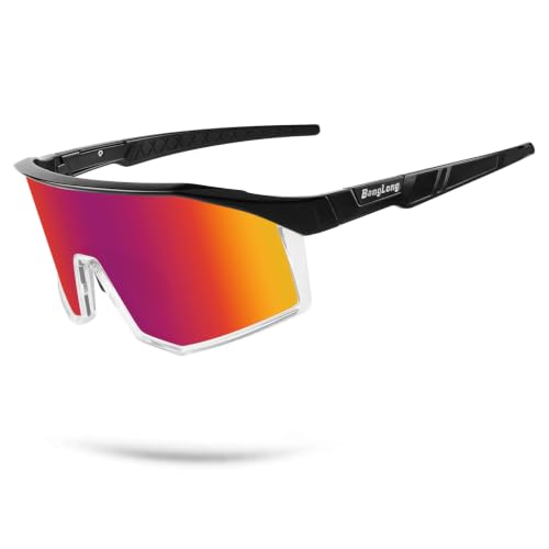 Sports Sunglasses for Men Women (Black Frame-red Lens)