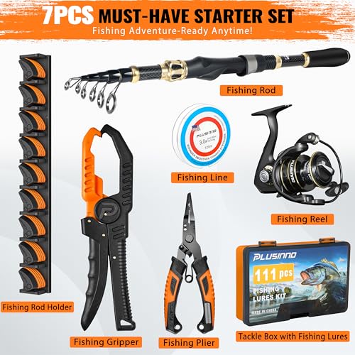 Fishing Gear Full Fishing kit Include Fishing Rod and Reel Combo (Orange Fishing Combo With Fishing Net)