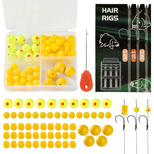65PCS Carp Fishing Rig Kit Hair Rigs Carp Bait Fishing Equipment Accessories #2 (HOOK SIZE: #2-65PCS)