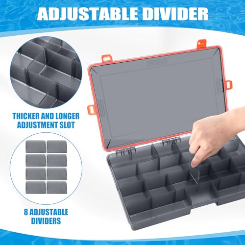 6 Pack Fishing Tackle Box Waterproof 3700 Tackle Tray (Orange / 3700)