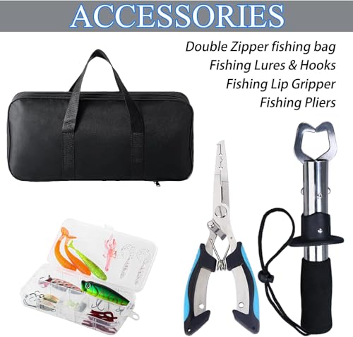 Fishing Rod and Reel Combo with Fishing Net (Green / 6.9ft Spinning Combo)