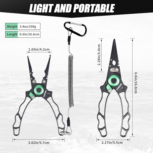 Lockable Fishing Pliers & Hook Removers with Tungsten Steel Cutters (Dark Gray-6.6")