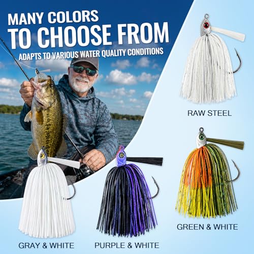4 Pack Weedless Swim Jigs for Bass Fishing (1/4oz (4-Pcs) Variety 1 of each color / 1/4oz)