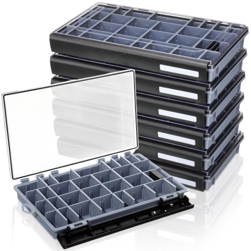 6 Pack 3700 Fishing Tackle Boxes Waterproof (Black / 3700)