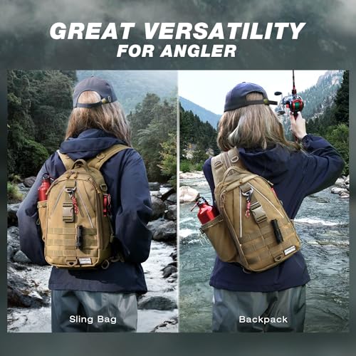 Fishing Backpack with Rod Holder (Khaki)