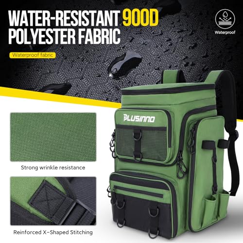 Fishing Backpack with Rod Holders 4 Tackle Boxes (Green)