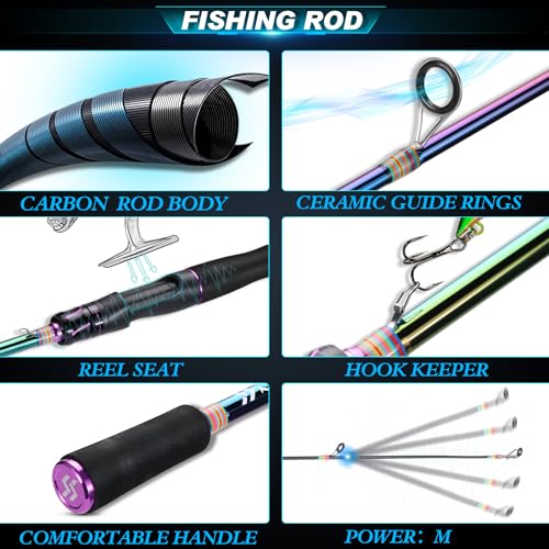 6.9ft Spinning Fishing Reel Rod Combo (Spinning Combo with ZB2000 / 2.1/6'10'')