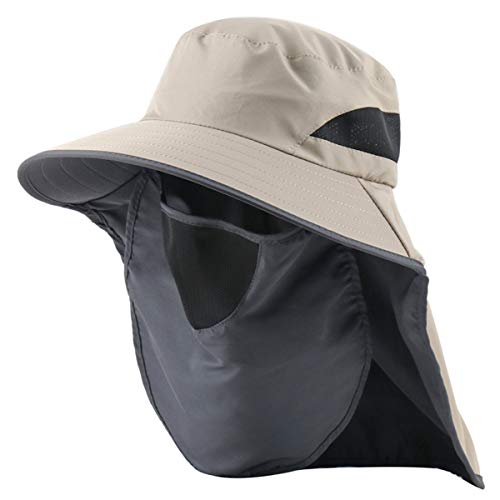 Waterproof Wide Brim Sun Hat with Neck Flap for Hiking