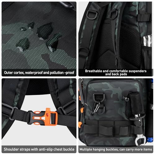 Fishing Kit Backpack Fishing Tool and Tackle Box with Tackle (Camo-462pcs)